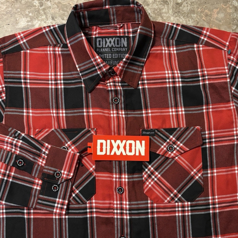 Dixxon Flannel Shirt Mens Large Red Snap On Tools Plaid Long Sleeve NEW